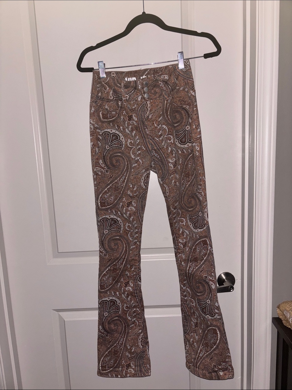 VIP Brown Paisley Stretch Flare Pants